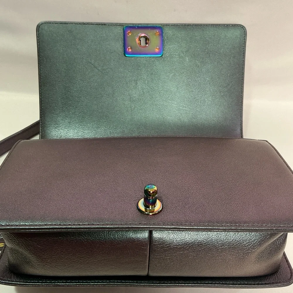 Chanel Purple Iridescent  Mermaid Quilted Shoulder Boy Flap Bag goatskin leather